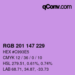 カラーコード: RGB 201 147 229 | qconv.com