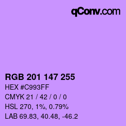 Color code: RGB 201 147 255 | qconv.com