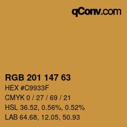 Color code: RGB 201 147 63 | qconv.com