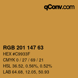 Código de color: RGB 201 147 63 | qconv.com
