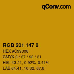 カラーコード: RGB 201 147 8 | qconv.com