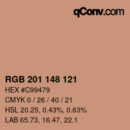 颜色代码: RGB 201 148 121 | qconv.com