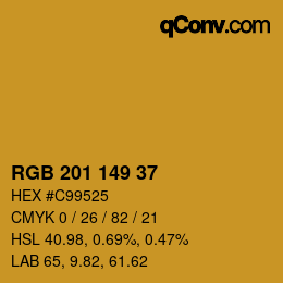 カラーコード: RGB 201 149 37 | qconv.com