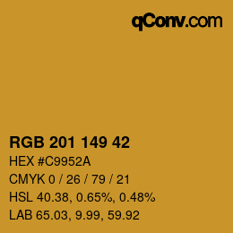 カラーコード: RGB 201 149 42 | qconv.com