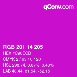 Color code: RGB 201 14 205 | qconv.com