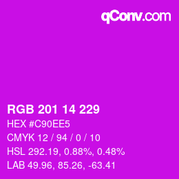 Color code: RGB 201 14 229 | qconv.com