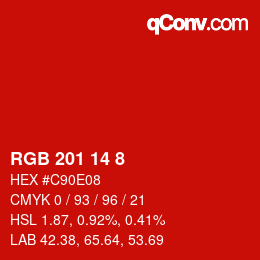 Color code: RGB 201 14 8 | qconv.com