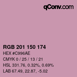 カラーコード: RGB 201 150 174 | qconv.com