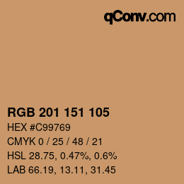 Color code: RGB 201 151 105 | qconv.com