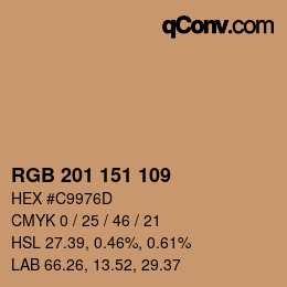 Color code: RGB 201 151 109 | qconv.com