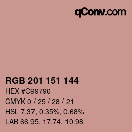Color code: RGB 201 151 144 | qconv.com