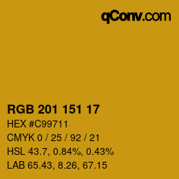 Color code: RGB 201 151 17 | qconv.com