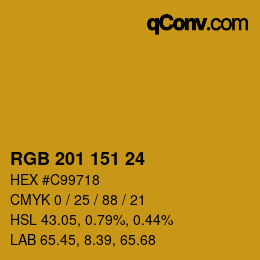 颜色代码: RGB 201 151 24 | qconv.com