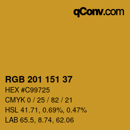 Color code: RGB 201 151 37 | qconv.com
