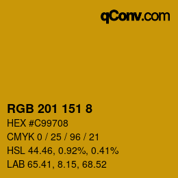 Color code: RGB 201 151 8 | qconv.com