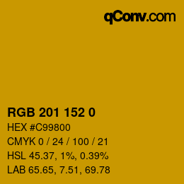 Color code: RGB 201 152 0 | qconv.com