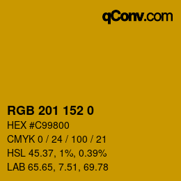 Color code: RGB 201 152 0 | qconv.com