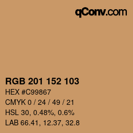 Color code: RGB 201 152 103 | qconv.com