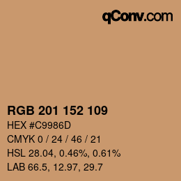 Color code: RGB 201 152 109 | qconv.com
