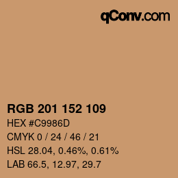 Color code: RGB 201 152 109 | qconv.com