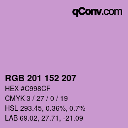 Color code: RGB 201 152 207 | qconv.com