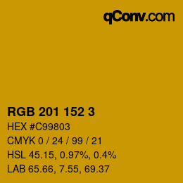 颜色代码: RGB 201 152 3 | qconv.com