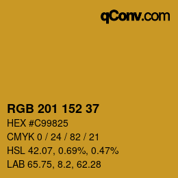 Color code: RGB 201 152 37 | qconv.com