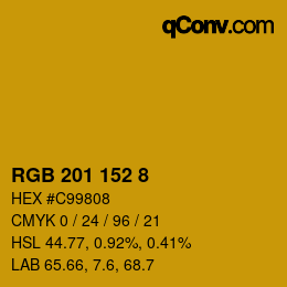 カラーコード: RGB 201 152 8 | qconv.com