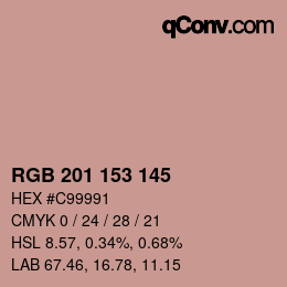 カラーコード: RGB 201 153 145 | qconv.com