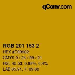 カラーコード: RGB 201 153 2 | qconv.com