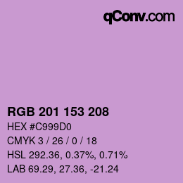 Color code: RGB 201 153 208 | qconv.com