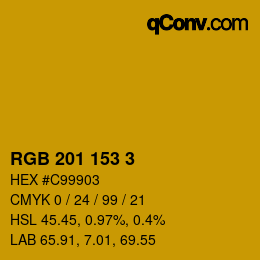 Color code: RGB 201 153 3 | qconv.com