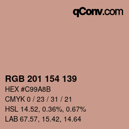 Color code: RGB 201 154 139 | qconv.com