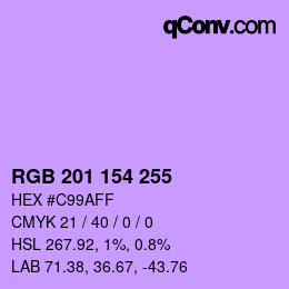Color code: RGB 201 154 255 | qconv.com