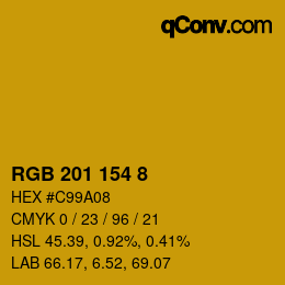 カラーコード: RGB 201 154 8 | qconv.com