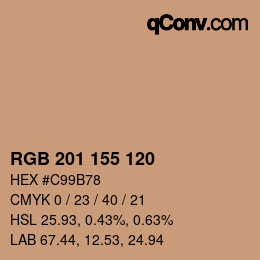 カラーコード: RGB 201 155 120 | qconv.com