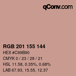 カラーコード: RGB 201 155 144 | qconv.com