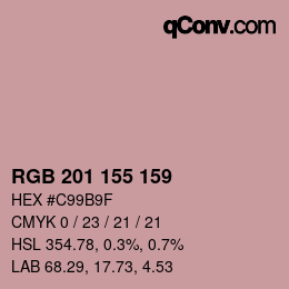 カラーコード: RGB 201 155 159 | qconv.com