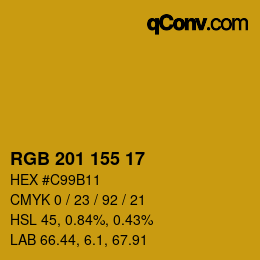 Color code: RGB 201 155 17 | qconv.com