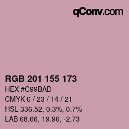 Color code: RGB 201 155 173 | qconv.com