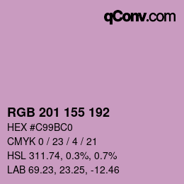Color code: RGB 201 155 192 | qconv.com