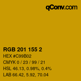 Color code: RGB 201 155 2 | qconv.com