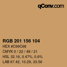 Color code: RGB 201 156 104 | qconv.com