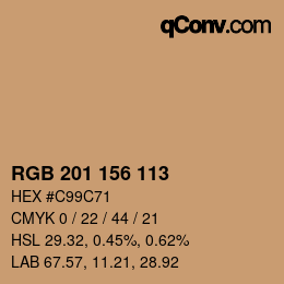 カラーコード: RGB 201 156 113 | qconv.com