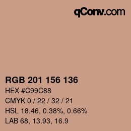 Color code: RGB 201 156 136 | qconv.com