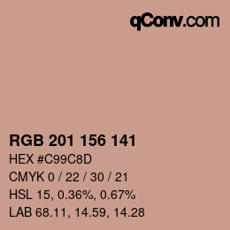 Color code: RGB 201 156 141 | qconv.com