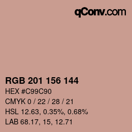 カラーコード: RGB 201 156 144 | qconv.com