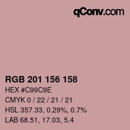Color code: RGB 201 156 158 | qconv.com