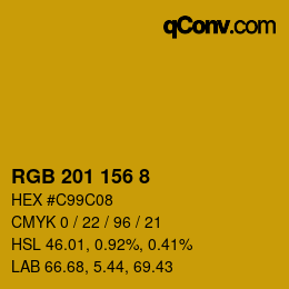 カラーコード: RGB 201 156 8 | qconv.com