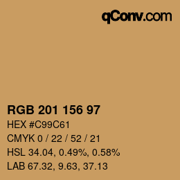 Color code: RGB 201 156 97 | qconv.com